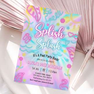 Neon Pool Party Einladung, Sommer tropisches Licht Einladung
