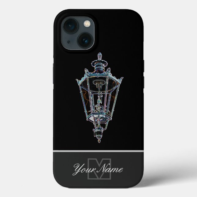 Neon-Pop-Art alte Gaslampe mit Monogram! Case-Mate iPhone Hülle (Rückseite)