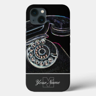 Neon-Pop-Art altes Retro-Telefon mit Monogram! Case-Mate iPhone Hülle