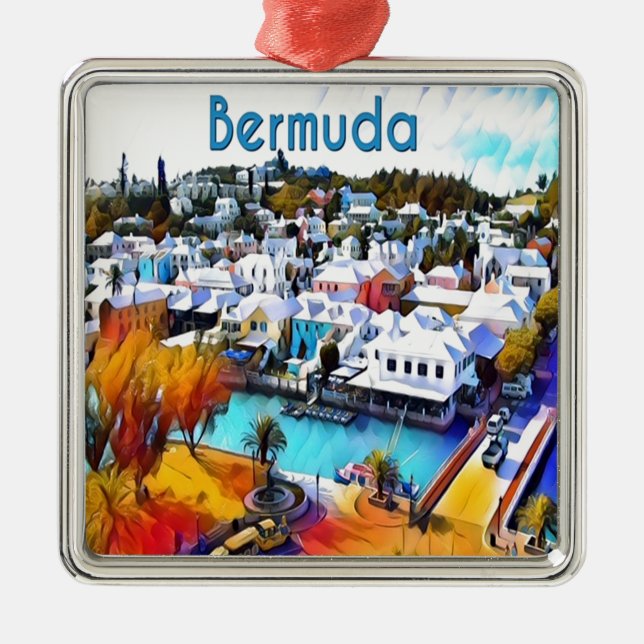 Neon Pop Art Bermuda Silbernes Ornament (Vorne)