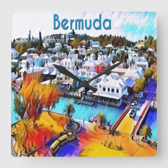 Neon Pop Art Bermuda Wanduhr (Vorderseite)