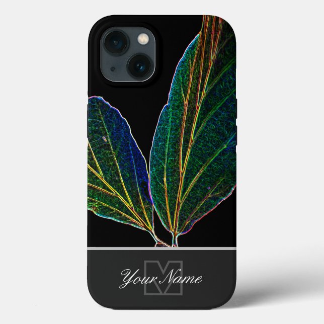 Neon-Pop-Art Blatt Venen Makro mit Monogram! Case-Mate iPhone Hülle (Rückseite)