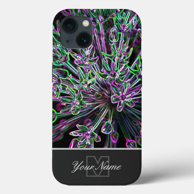 Neon-Pop-Art Blütenmakro mit Monogram! Fall Mat Case-Mate iPhone Hülle (Rückseite)