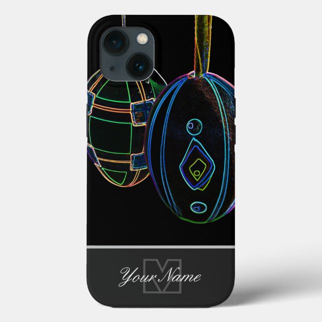 Neon-Pop-Art Happy Ostereier mit Monogram! Case-Mate iPhone Hülle (Rückseite)