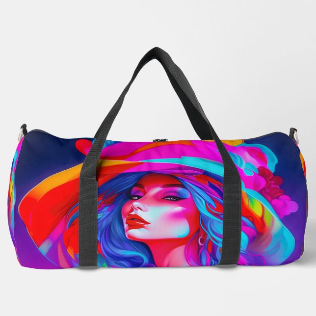 Neon Pop Art Portrait Duffle Bag (Vorderseite)