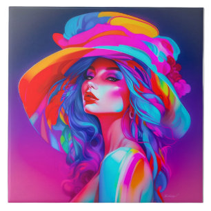 Neon Pop Art Portrait Fliese