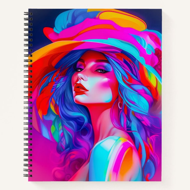 Neon Pop Art Portrait Notizbuch (Vorderseite)