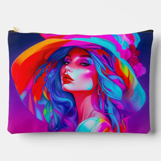 Neon Pop Art Portrait Zubehörtasche (Vorderseite)