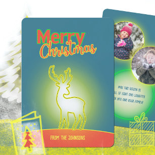 Neon Pop Art Rentier Weihnachtsdesign aus mehreren Feiertagskarte