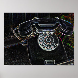 Neon-Pop-Art Vintage altes Telefon Poster