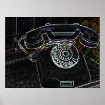 Neon-Pop-Art Vintages altes Telefon