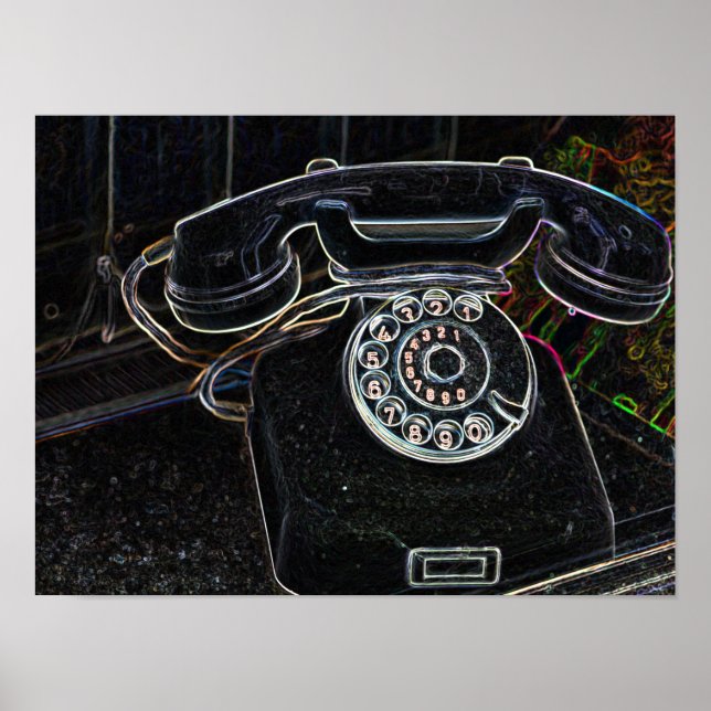 Neon-Pop-Art Vintages altes Telefon Poster (Vorne)