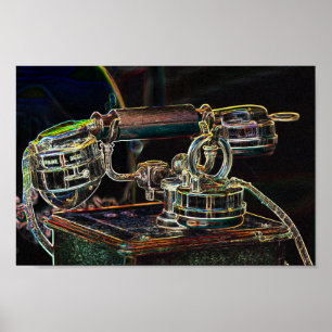 Neon-Pop-Art Vintages altes Telefonposter Poster
