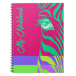 Neon-Pop-Art-Zebramuster Glamourös Notizblock
