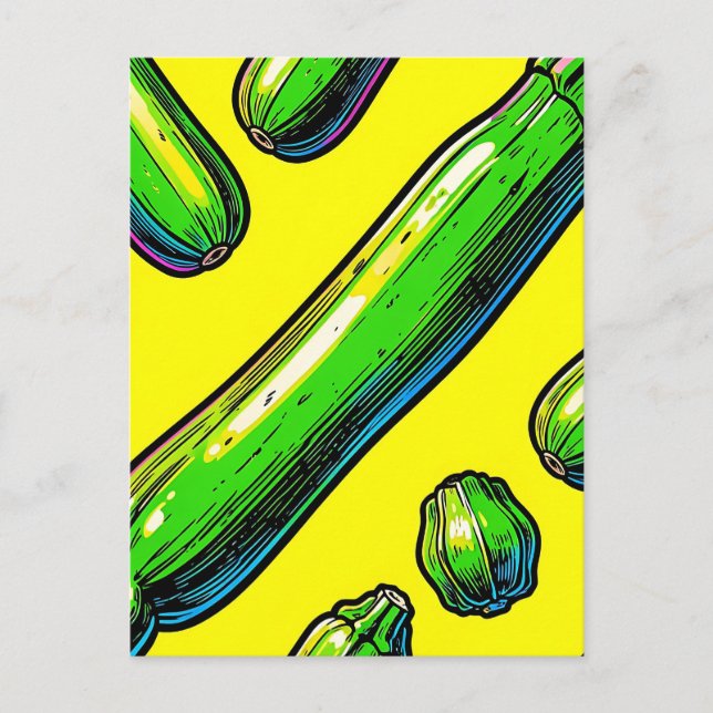 Neon-Pop-Art-Zucchini-Muster Postkarte (Vorderseite)