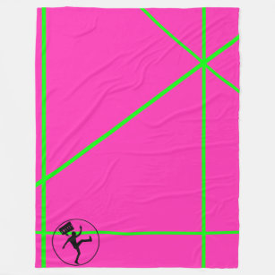 Neon Pop Color Pink & Green Strips 80er Retro Fleecedecke