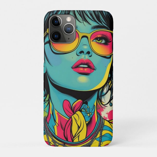 Neon Pop Diva Portrait - Bold & Vibranno Retro Art Case-Mate iPhone Hülle (Rückseite)