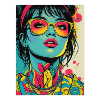 Neon Pop Diva Portrait - Bold & Vibranno Retro Art Fotodruck