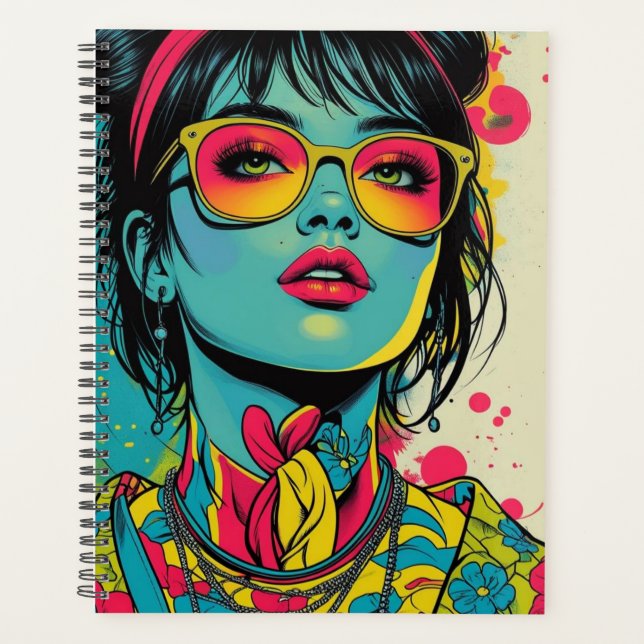 Neon Pop Diva Portrait - Bold & Vibranno Retro Art Planer (Vorderseite)