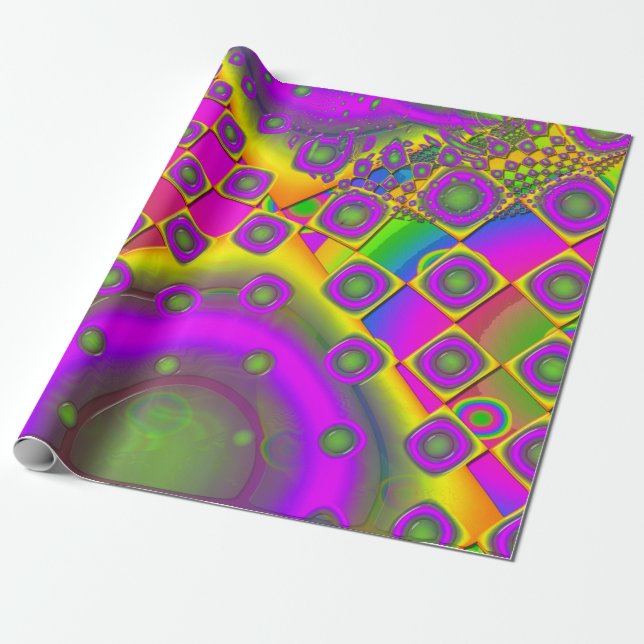 Neon Pop Paper Psychedelic Geschenkpapier (Ungerollt)