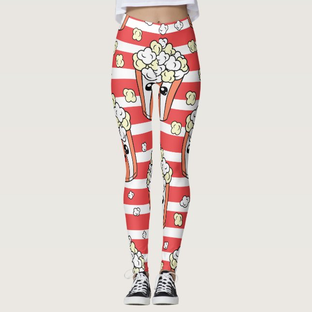 Neon Popcorn Kindermuster Leggings (Vorderseite)