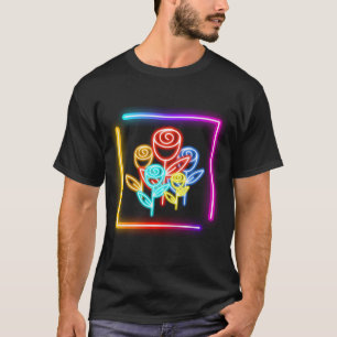 Neon-Postkarten Neon-Druck Blumen T-Shirt