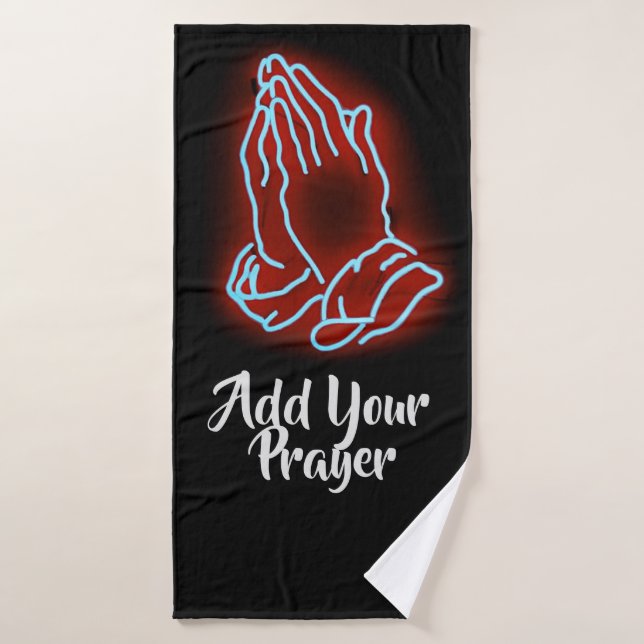 Neon Praying Hands personalisieren oder anpassen Badehandtuch (Badehandtuch)