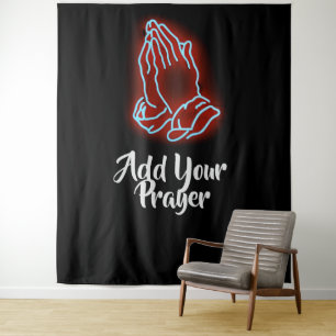 Neon Praying Hands personalisieren oder anpassen Wandteppich