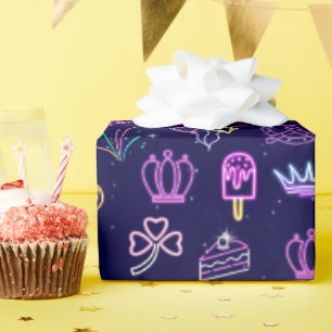 Neon-Prinzessin-Geburtstag-Geschenkpapier Geschenkpapier