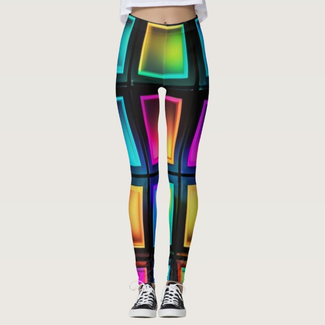 Neon-Prismen-Gitter-Leggings Leggings (Vorderseite)