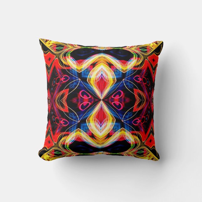Neon Psychedelic Abstrakt Throw Kissen 2 (Vorderseite)