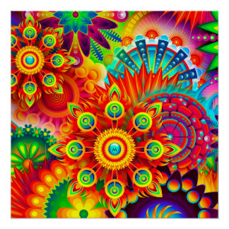 Neon Psychedelic Abstraktes Cooles Niedliches Frak Poster