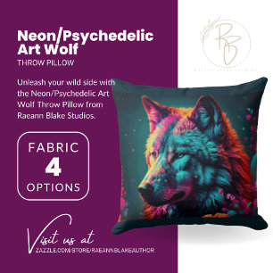 Neon/Psychedelic Art Wolf Keuchkissen Kissen