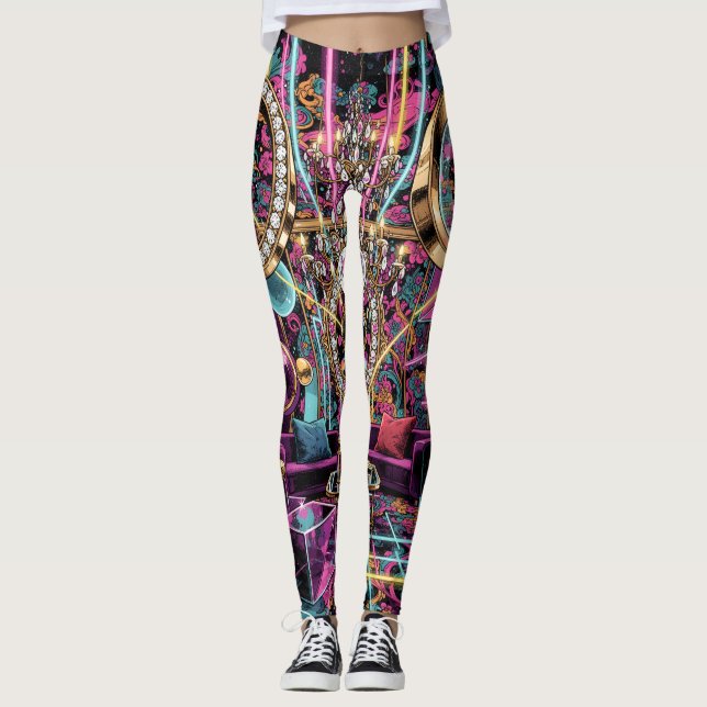 Neon Psychedelic Luxury Lounge Art Leggings (Vorderseite)