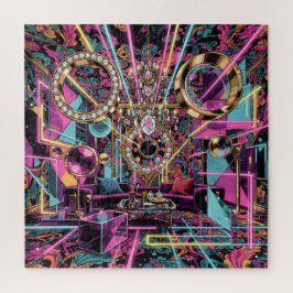 Neon Psychedelic Luxury Lounge Art Puzzle