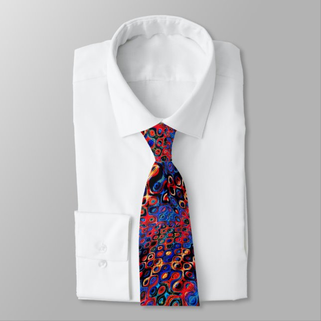 Neon Psychedelic Ripples Neck Tie Krawatte (Gebunden)