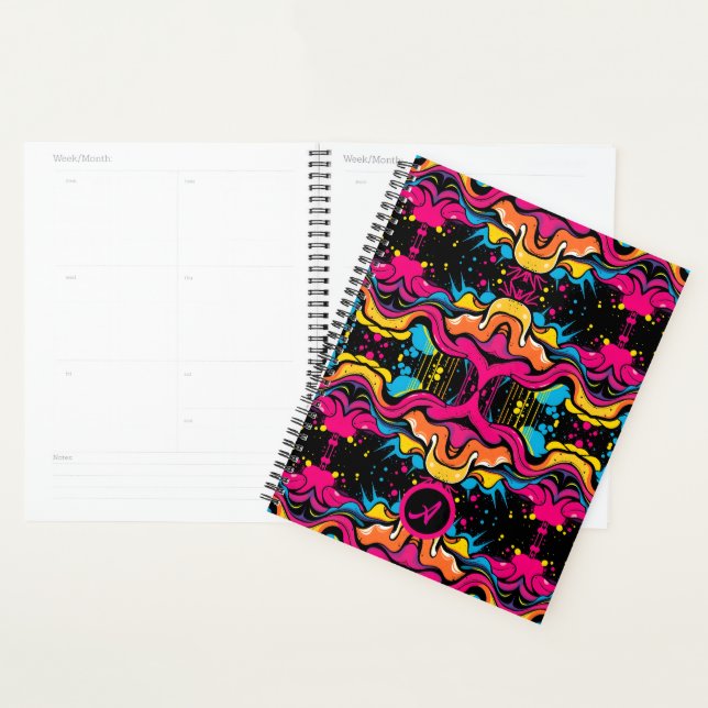 Neon-Psychedelic-Wave-Nahtloses Muster Planer (Anzeige)