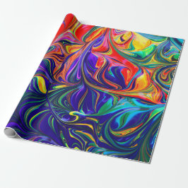Neon Psychedelic Wirbel Rainbow Colors Geschenkpapier