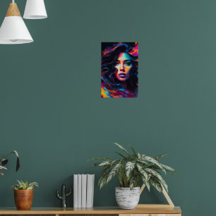 Neon-Psychedelische Frauenporträt Poster