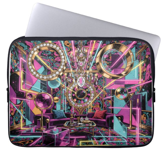 Neon-Psychedelische Luxus-Lounge-Kunst Laptopschutzhülle (Vorderseite)