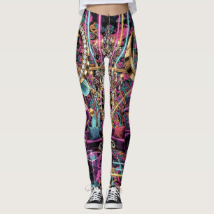 Neon-Psychedelische Luxus-Lounge-Kunst Leggings