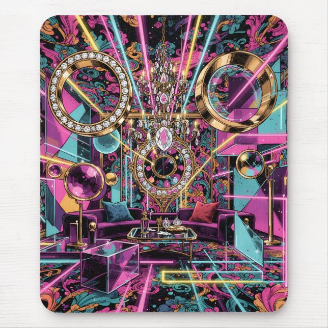 Neon-psychedelische Luxus-Lounge-Kunst Mousepad (Vorne)
