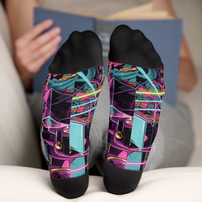 Neon-psychedelische Luxus-Lounge-Kunst Socken (Unterseite)