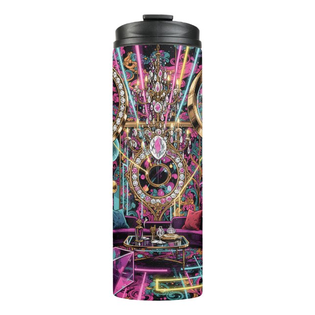 Neon-Psychedelische-Luxus-Lounge-Kunst Thermosbecher (Vorderseite)