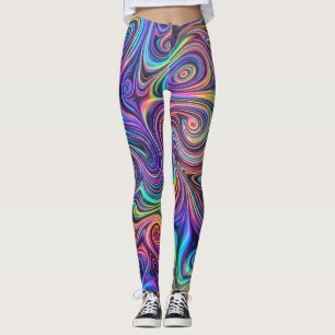 Neon-Psychedelischer-Wirbel-Abstraktes-Muster Leggings