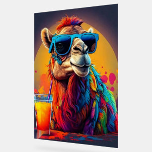 Neon psychedelisches Kamel mit Sonnenbrille Pop Ar Acrylschild