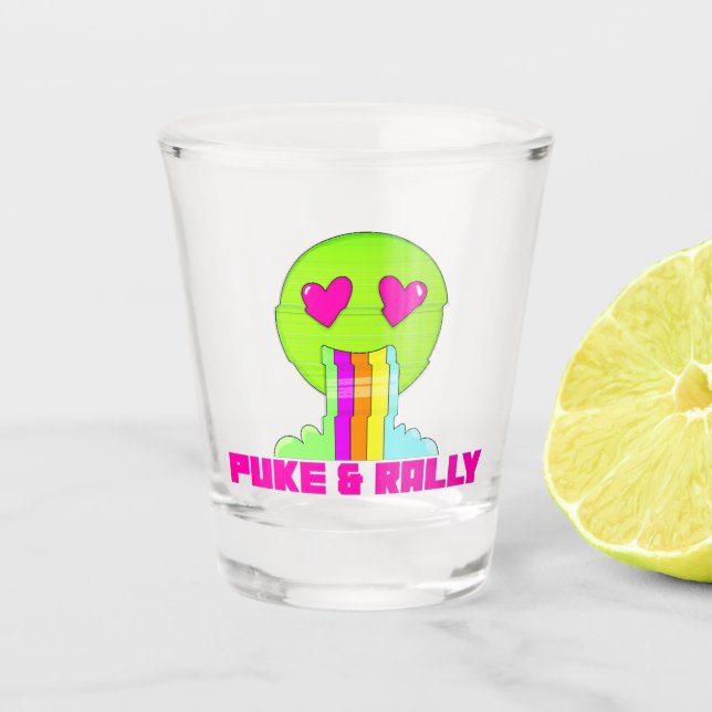 Neon Puke & Kundgebung Shot Glass | Party Comeback Schnapsglas (Vorderseite)