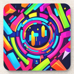 Neon Pulse: Eine digitale Symphonie Getränkeuntersetzer