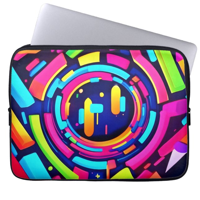 Neon Pulse: Eine digitale Symphonie Laptopschutzhülle (Vorderseite)