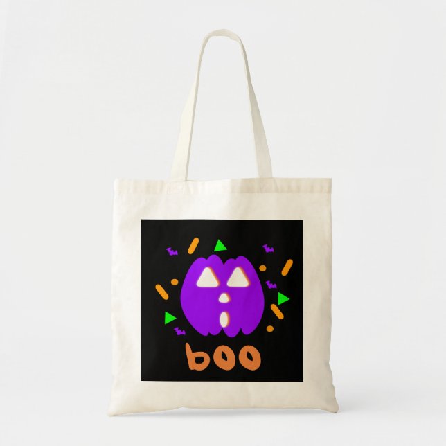 Neon Pumpkin Trick oder Treat Tote Bag Tragetasche (Vorne)
